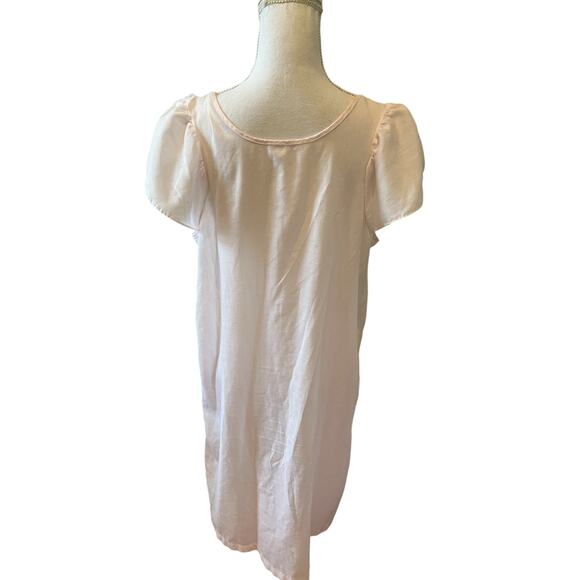 Vintage 60s 70s Pink Lace Trim Cap Sleeve Midi Nightgown - Picture 4 of 5